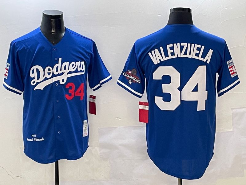 Men Los Angeles Dodgers 34 Valenzuela Blue Throwback Game 2025 Nike MLB Jersey style 3131